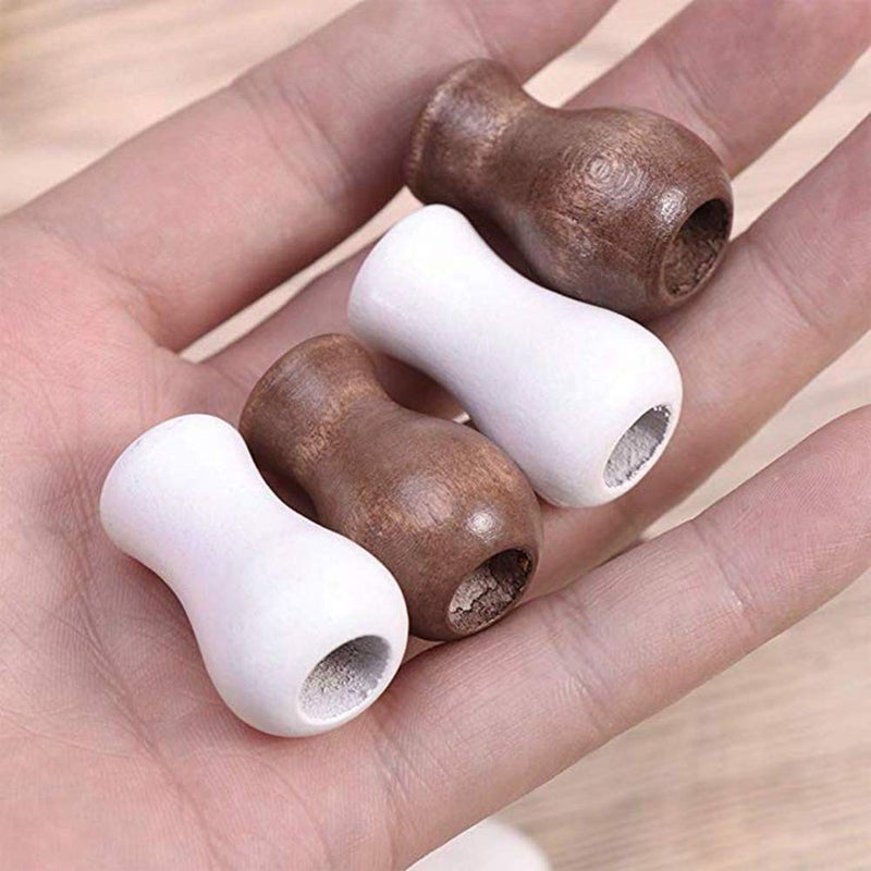 GSHLLO 8 Pcs Wood Cord Tassels Knobs Window Hanging Blind Ball Pulls Cord Drop Small Pendants for Curtain White - Image 2